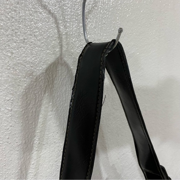 Nine & Co. Leather Canvas Baguette Bag Shoulder Strap Women's Mini Purse Tote - Picture 4 of 16